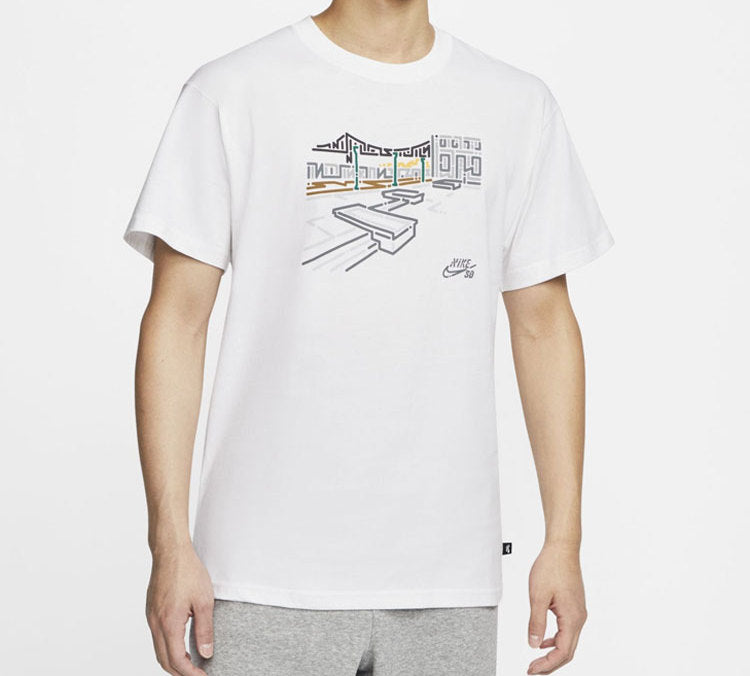 Nike Graffiti Printing Skateboard Short Sleeve White CU0287-100