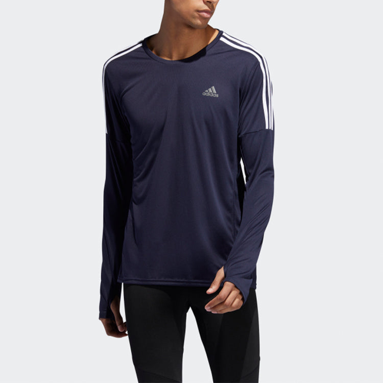 adidas Run 3s Ls M Printing Logo Running Long Sleeves Blue EK2858