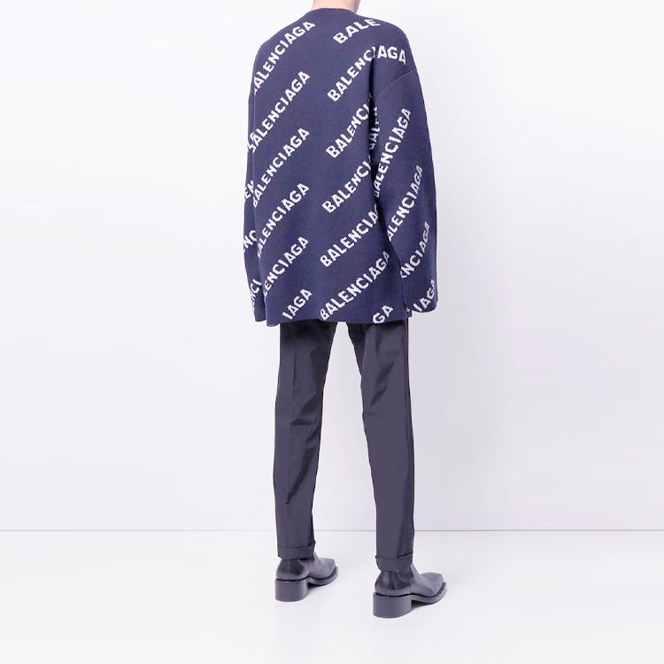 Balenciaga Intarsia Knit Logo Jumper 'Black' 623283T15674177