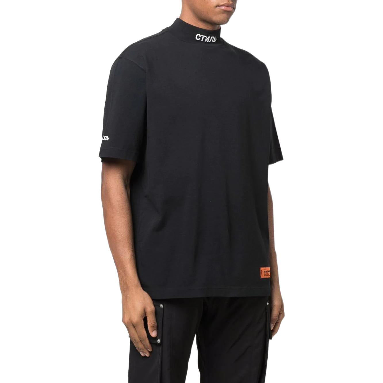 HERON PRESTON CTNMB Turtleneck T-shirt 'Black White' HMAA021C99JER0011001