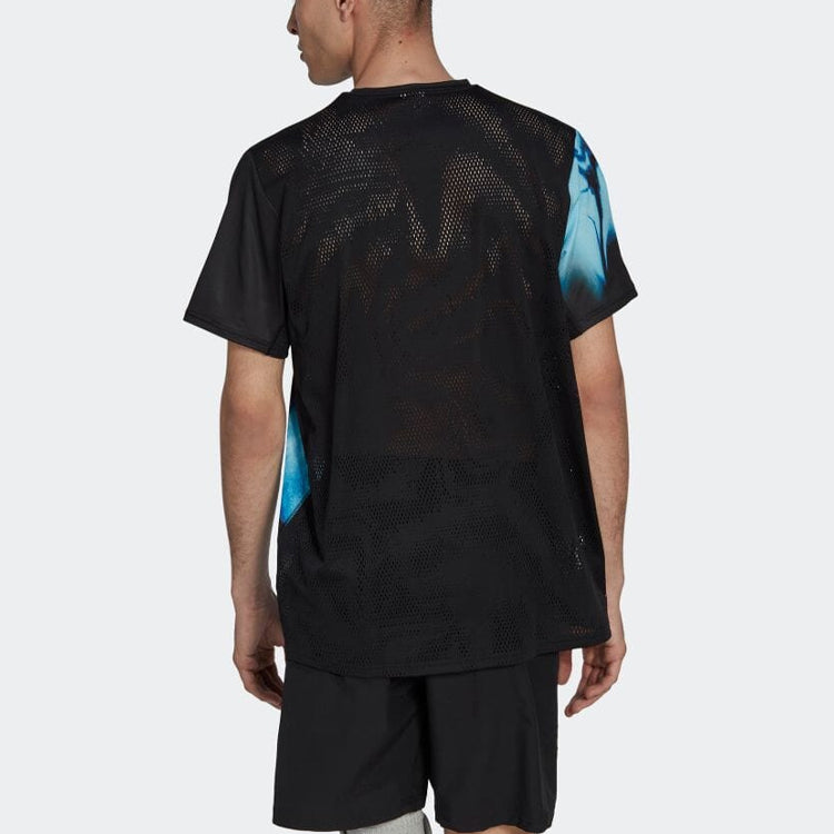 Men's adidas Colorblock Logo Printing Round Neck Short Sleeve Royal Blue T-Shirt HN9477