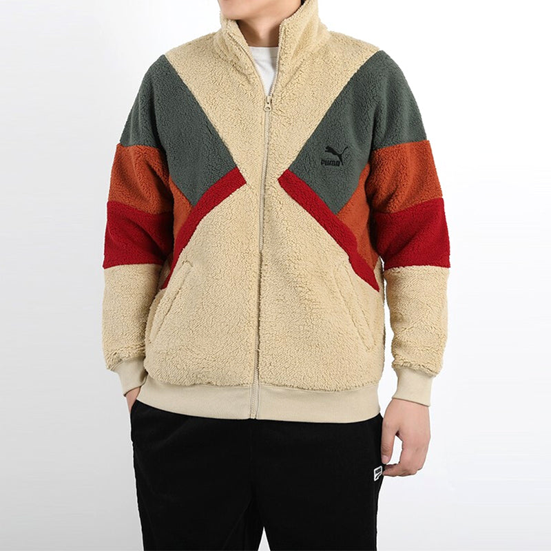 PUMA Retro Block Sherpa Jacket 'Brown Red Green' 530808-12