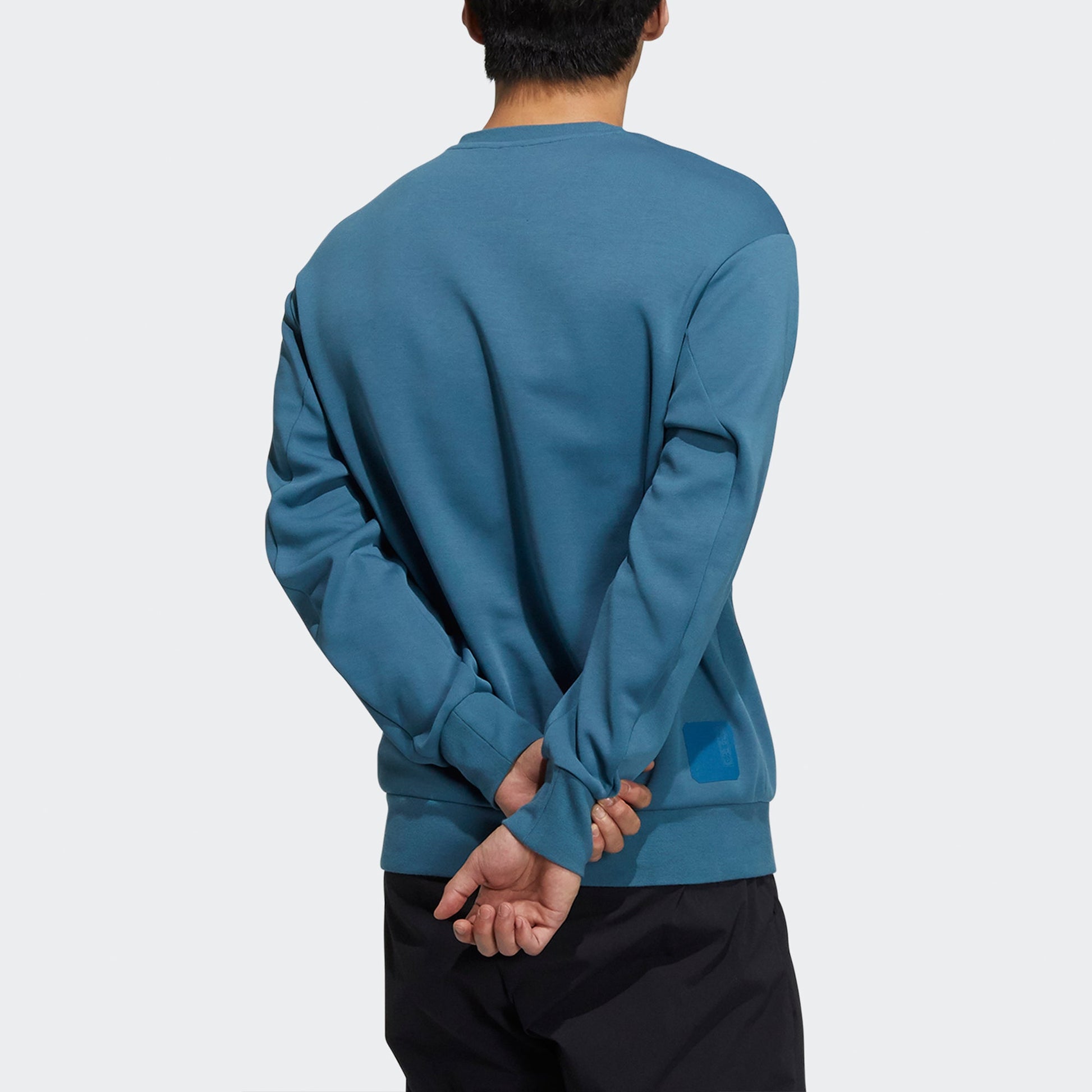 Men's adidas Wj Logo Swt Sports Round Neck Pullover Blue H39290