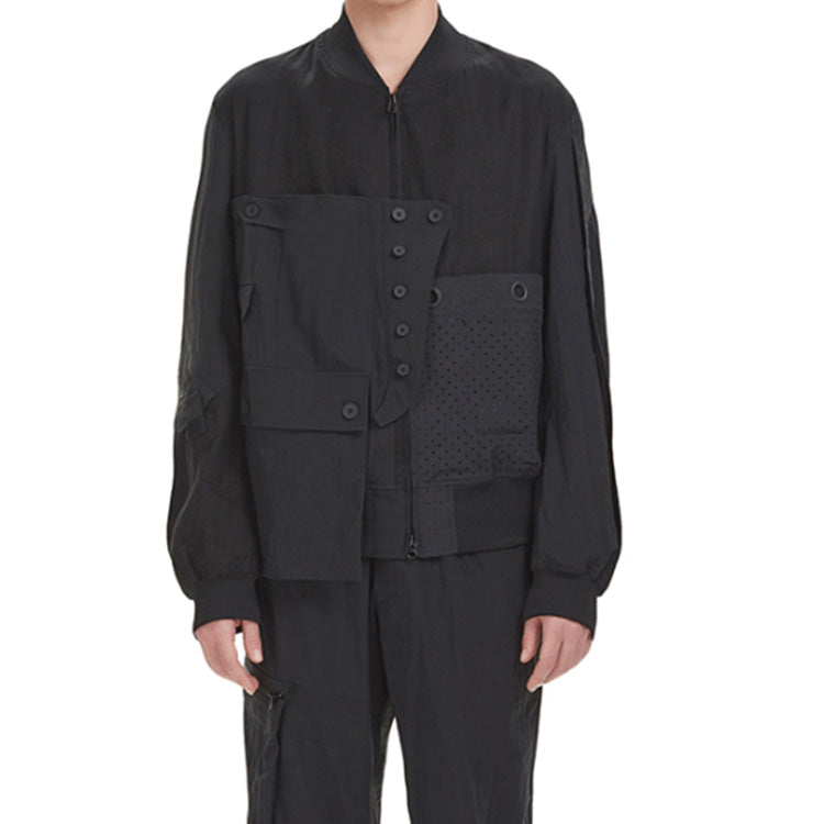 Men's Y-3 Tech-Ctn Bomber Jacket Baseball Collar Long Sleeves Casual Black DY7657