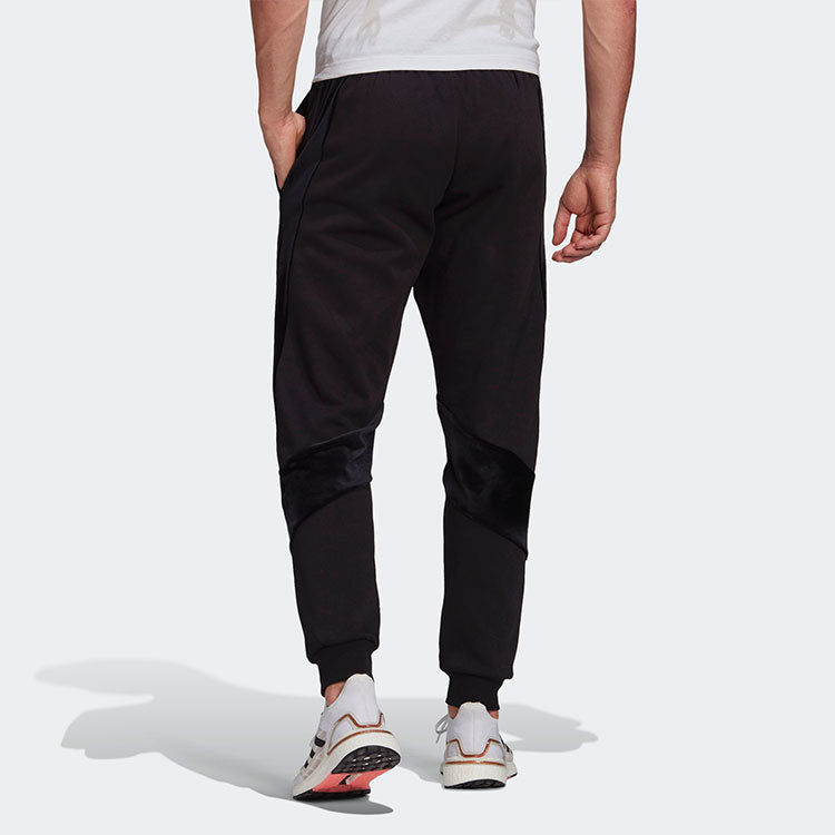adidas Velvet Pant M Sports Training Splicing Bundle Feet Knit Long Pants Black H25090