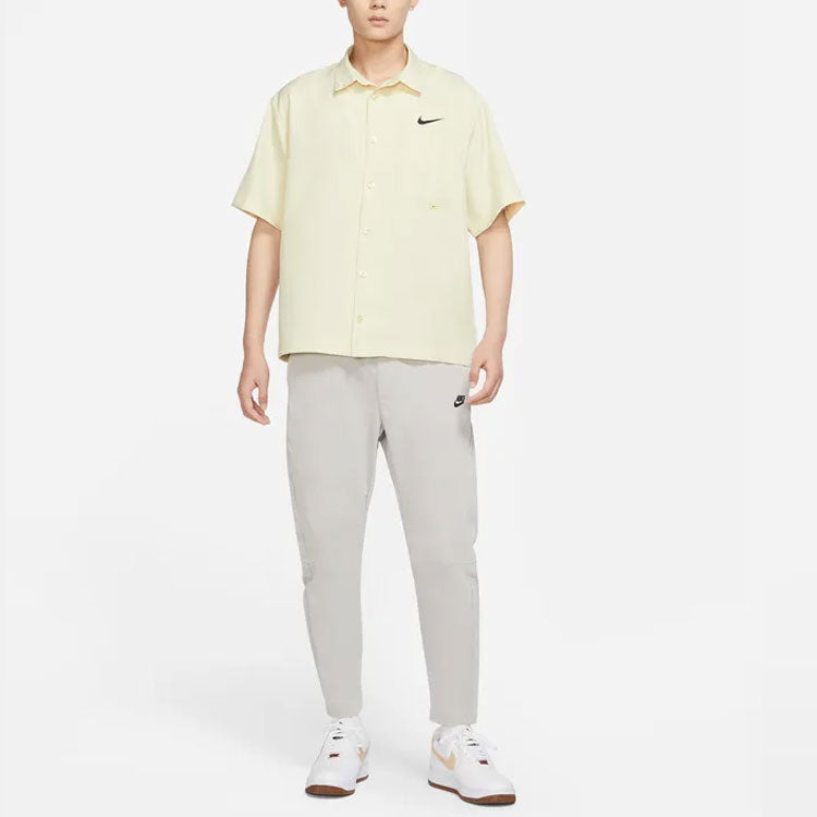 Men's Nike Sportswear Logo Single Breasted Solid Color Short Sleeve Lime Shirt DX6308-244