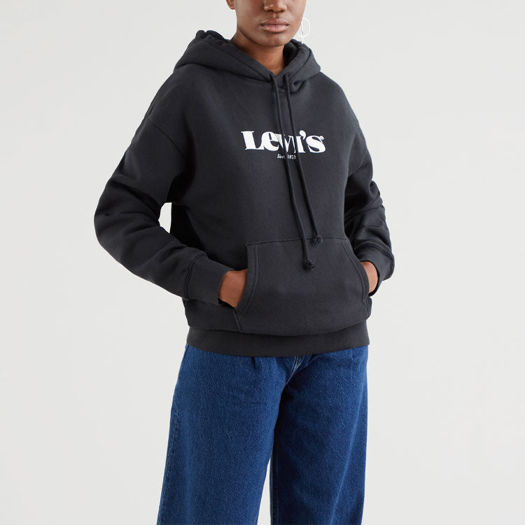 (WMNS) Levi's hooded Logo Printing Hoodie Black 18487-0004
