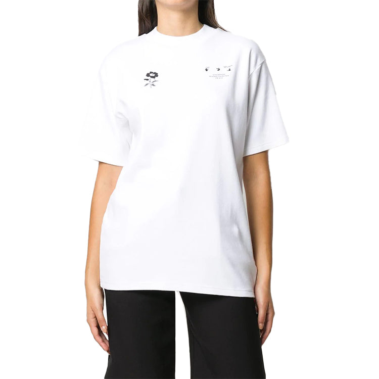 (WMNS) Off-White Back Flower Printing Short-sleeve Tee White OWAA072E20JER0010110