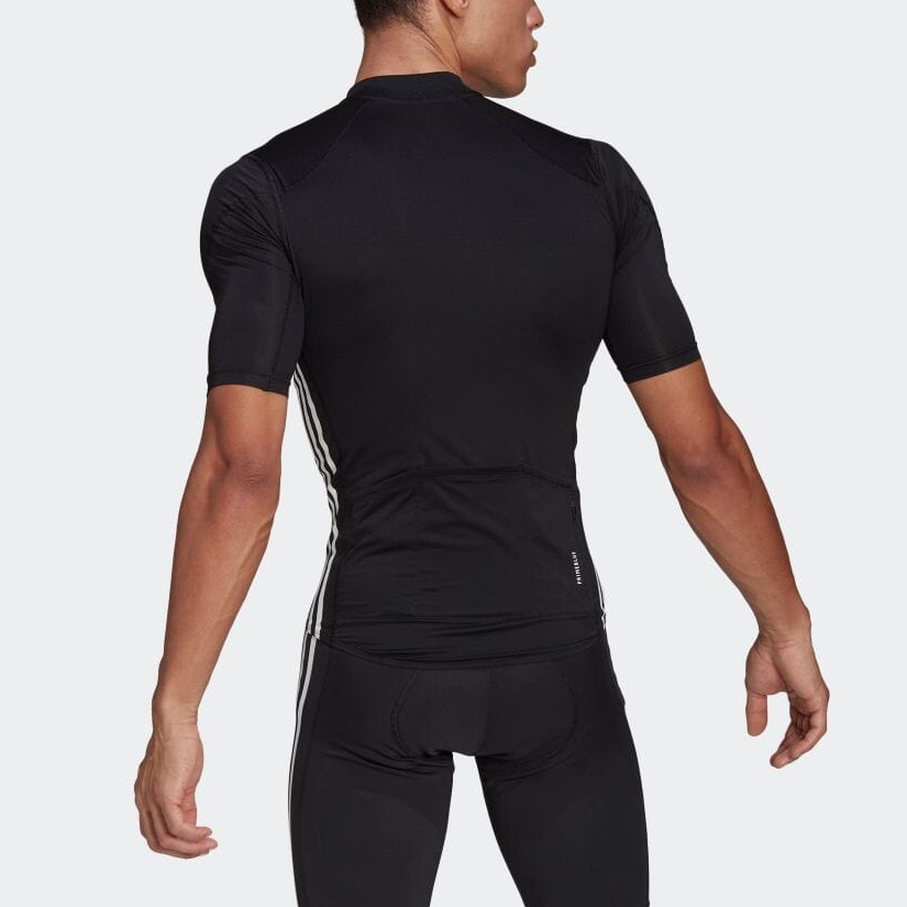 Men's adidas Logo Printing Stripe Zipper Half Sleeve Black T-Shirt GP8634