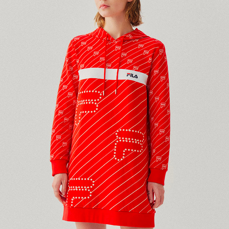 (WMNS) FILA Long Casual Printing Hoodie Red F11W048303F-RD