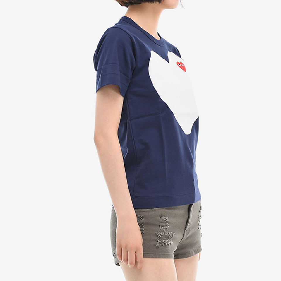 (WMNS) COMME des GARCONS PLAY Large Heart Logo Tee 'Navy White' AZ-T183-051-1