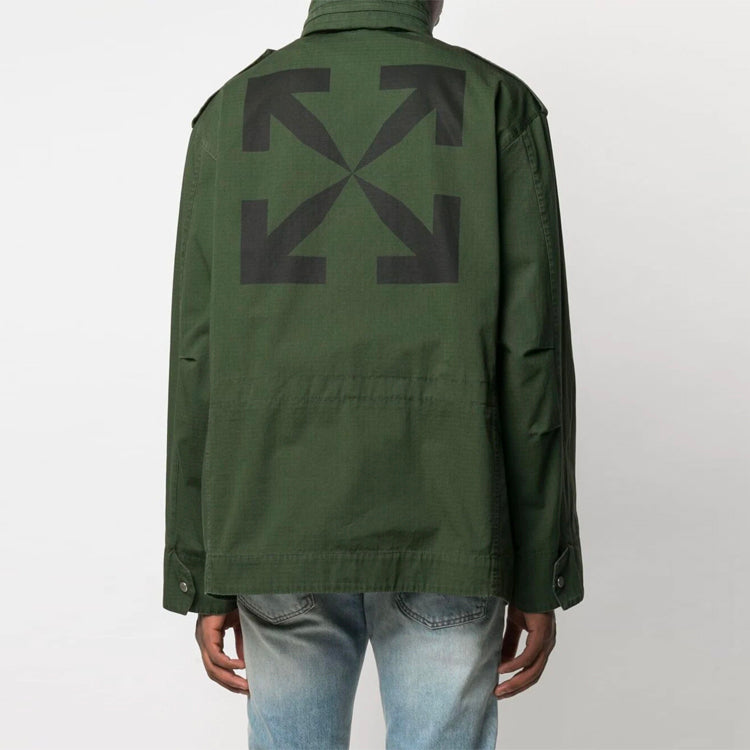 Off-White SS21 Arrows Pattern Zipper Hooded Jacket Ordinary Version Green OMEL020S21FAB0015710