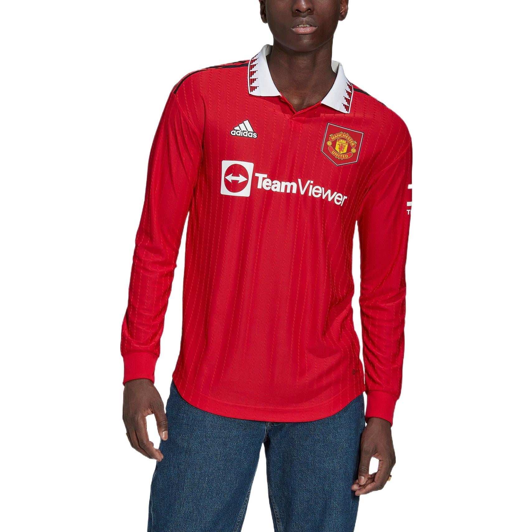 adidas Manchester United 22/23 Long Sleeve Home Authentic Jersey 'Red' HN5748