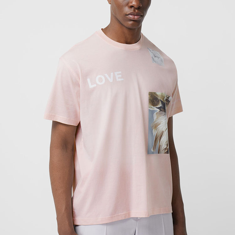 Men's Burberry Printing Cotton Short Sleeve Pink Red 80309441
