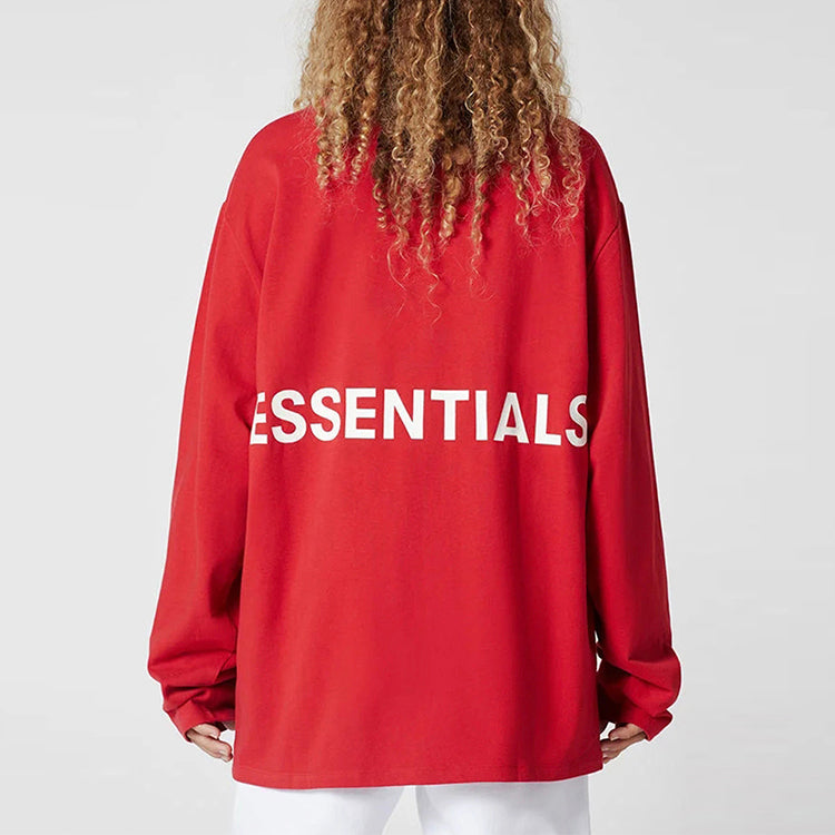 Fear of God Essentials Boxy Graphic Long Sleeve Red Tee FOGYHCX-RE-01