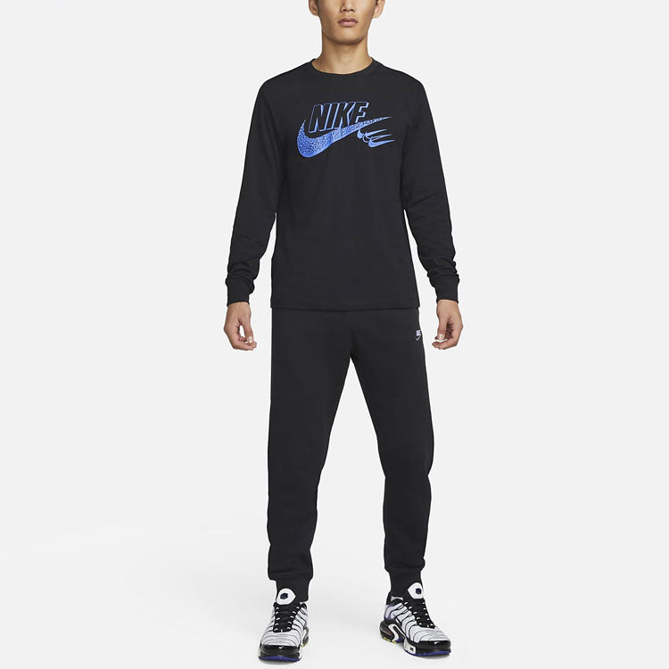 Men's Nike Burst Crack Logo Round Neck Long Sleeves Black T-Shirt DN5264-010