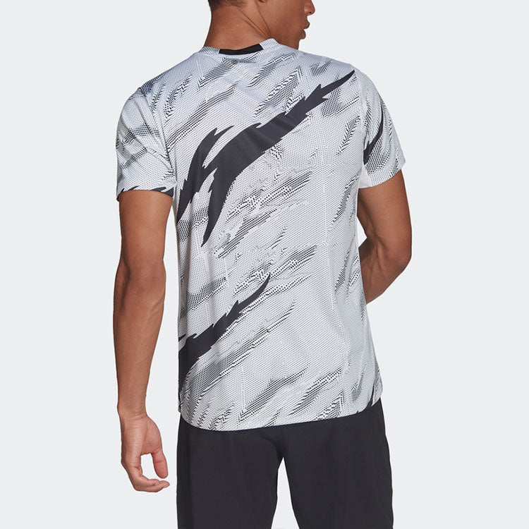 adidas Training Sports Printing Round Neck Short Sleeve White HB9174