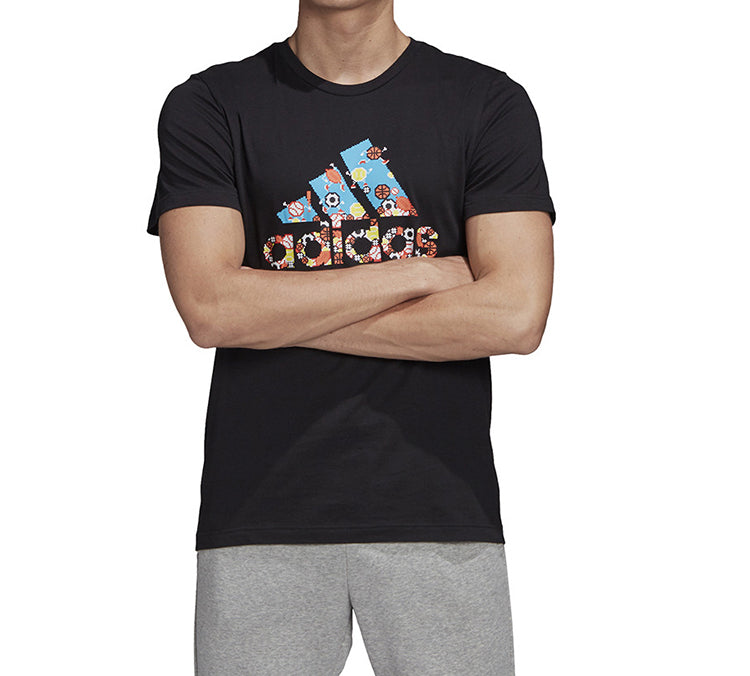 adidas 8-Bit Badge Of Sport Applique Sports Breathable Short-sleeve Tee Men Black FN1745