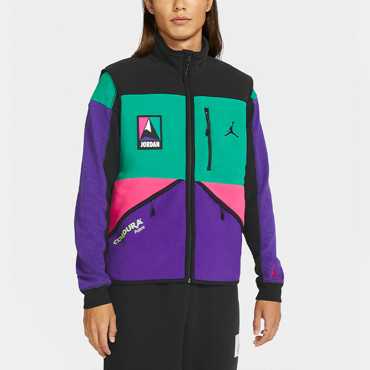 Air Jordan Winter Utility Color Velvet Warm Leisure Waistcoat Men Black And Green Purple CW5985-010