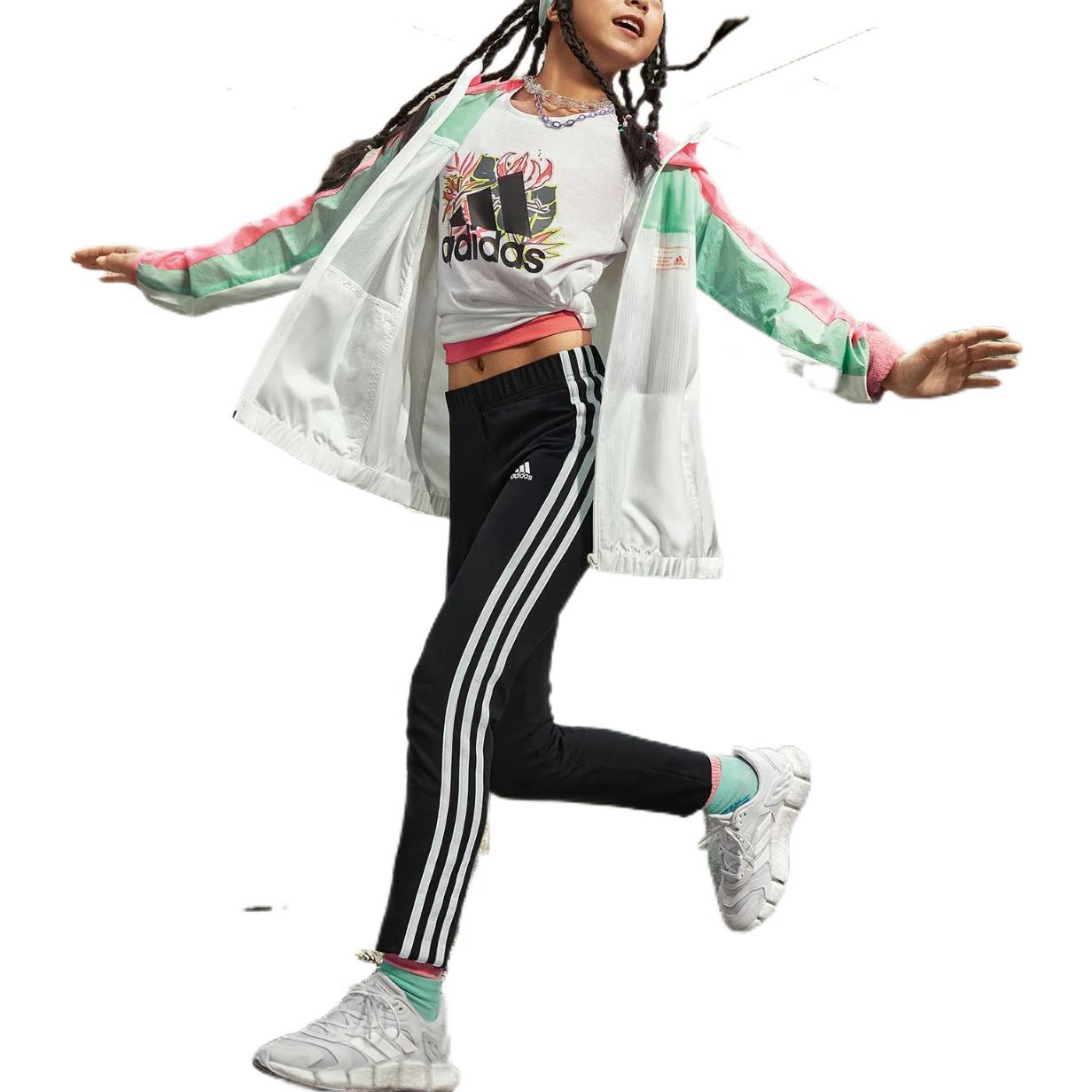 (GS) adidas G 3s Leg Logo Stripe Printing Straight Training Sports Pants/Trousers/Joggers Girls Black GN4046