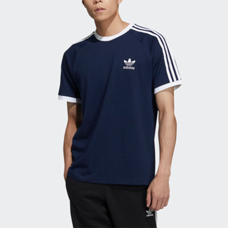 adidas originals Sports Round Neck Knit Short Sleeve Navy Blue GT9917