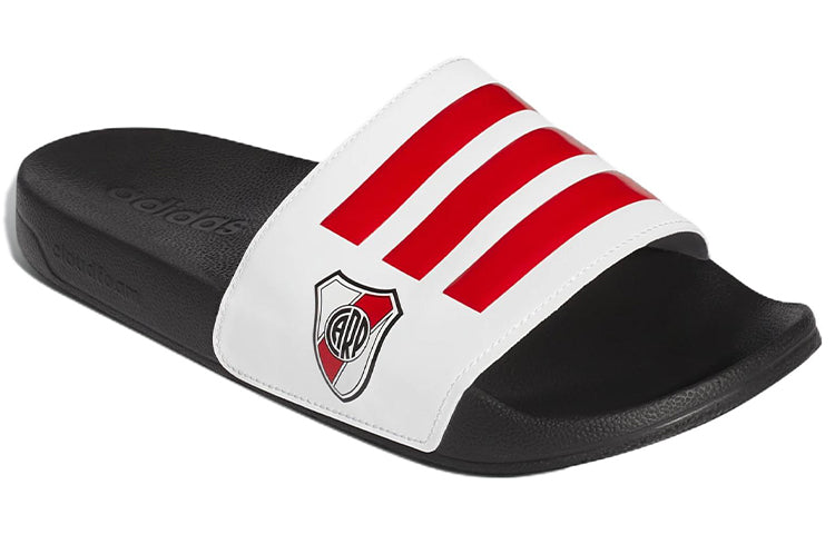 adidas Adilette Cozy Wear-Resistant White Unisex Slippers 'White Red Black' FZ7324