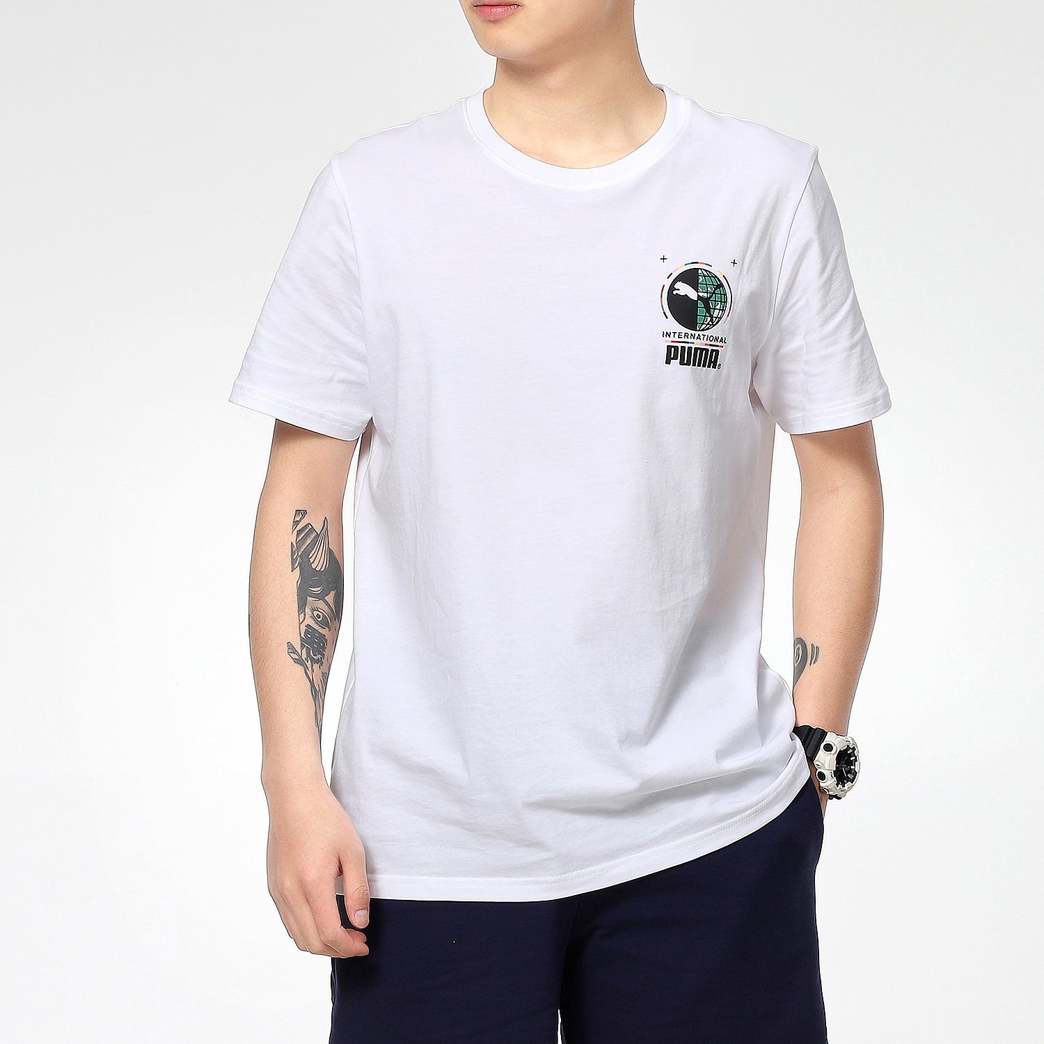PUMA Graffiti Photo Print Short Sleeve T-Shirt 'White Blue Red' 531307-02