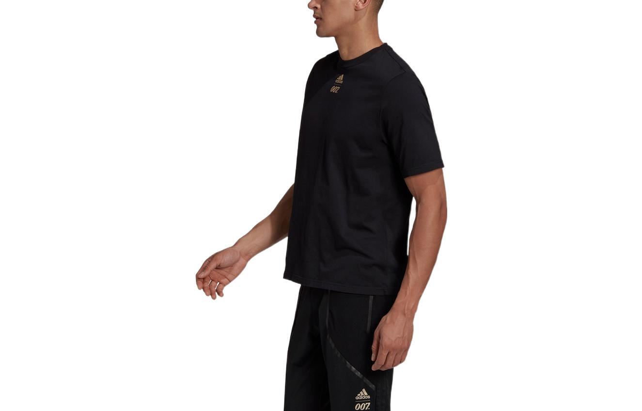 adidas x James Bond Crossover 007 Subject Solid Color Round Neck Pullover Sports Short Sleeve Black GN6808