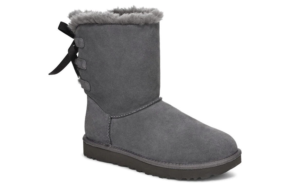 (WMNS) UGG Short Bow Stiefel Fleece Lined Gray 1110706-CHRC
