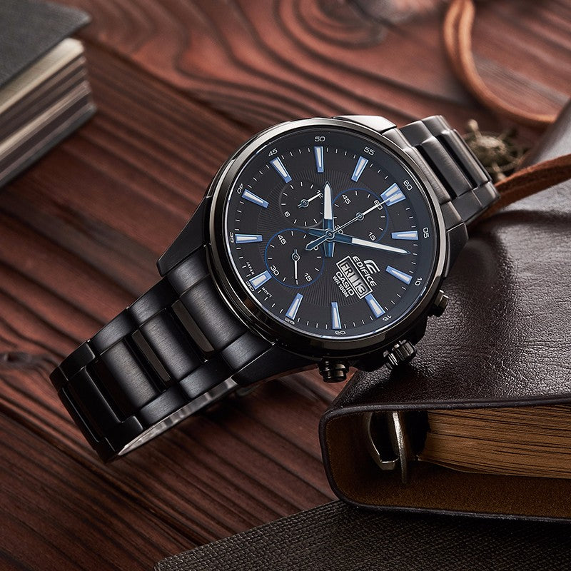 CASIO Waterproof EDIFICE Solar Powered Mens Black Analog EFB-509DC-1A