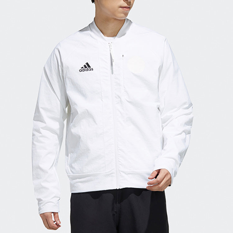 adidas V Bomber M Training Sports Windproof Woven Logo Jacket White EH3825