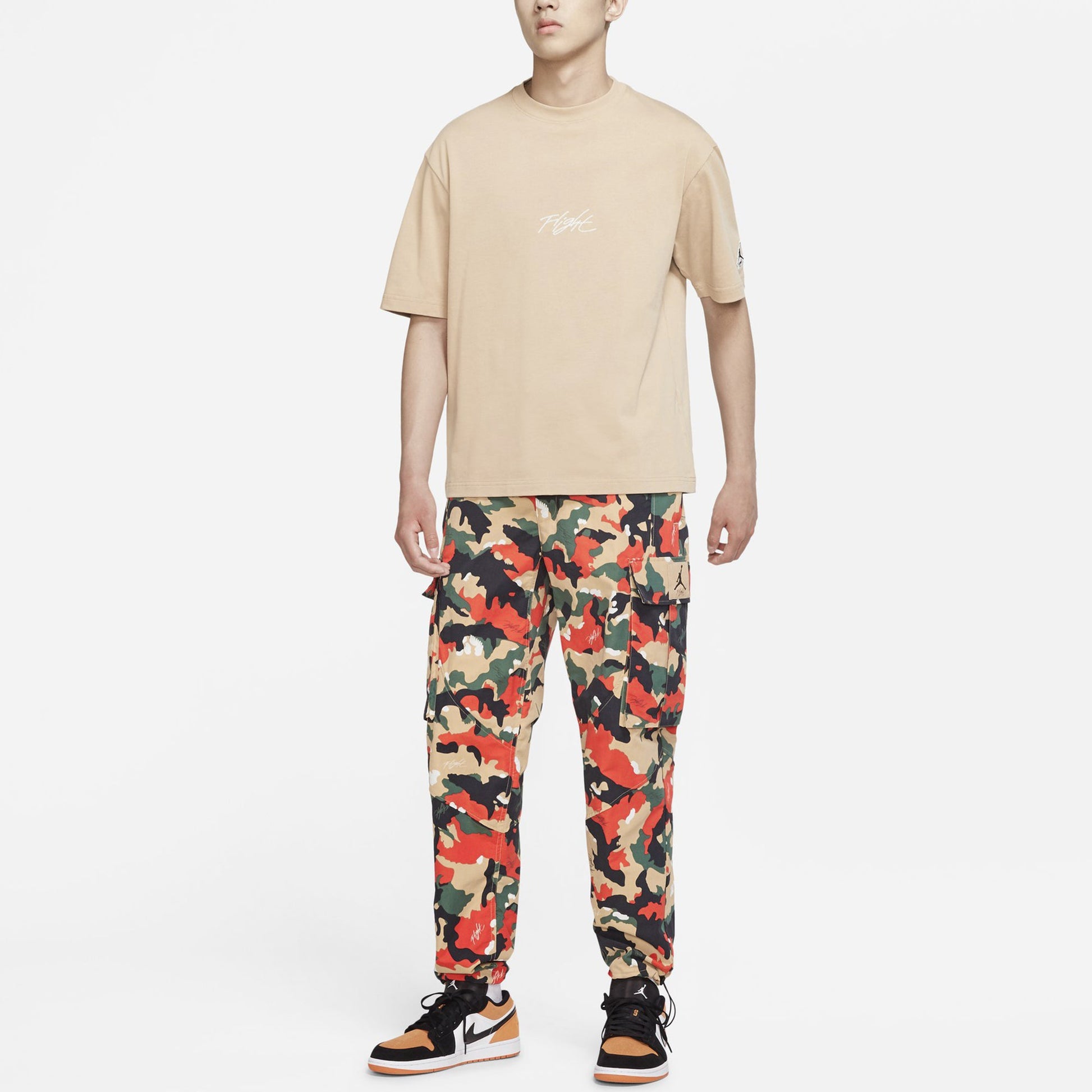 Men's Jordan Flight Essentials Embroidered Logo Sports Round Neck Short Sleeve Apricot Color T-Shirt DA9890-245