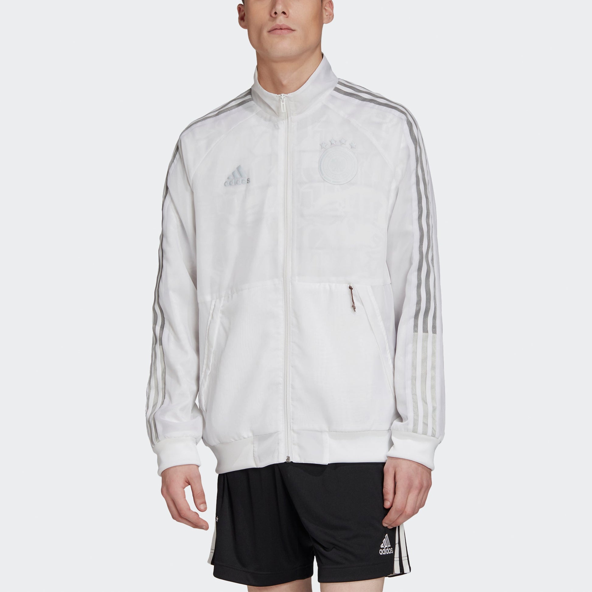 adidas Dfb Uni Jkt Reflective Alphabet Printing Soccer/Football Training Sports Jacket White FT2973
