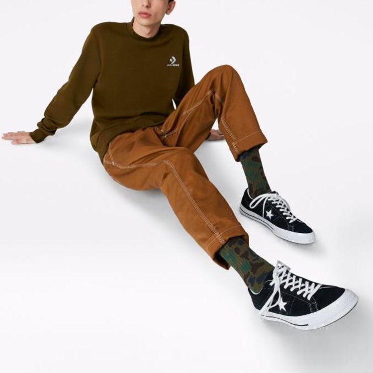 Converse Star Chevron EMB Crew Sweatshirt Asia Sizing 'Olive Green' 10008816-A17