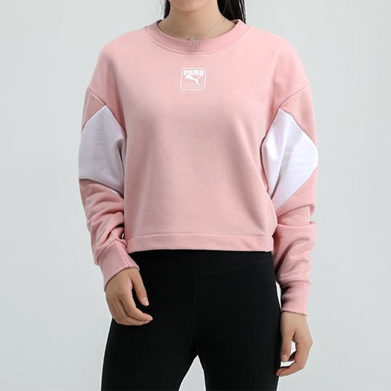 (WMNS) PUMA Rebel Crew Cropped Training Sweatshirt 'Pink White' 586520-15