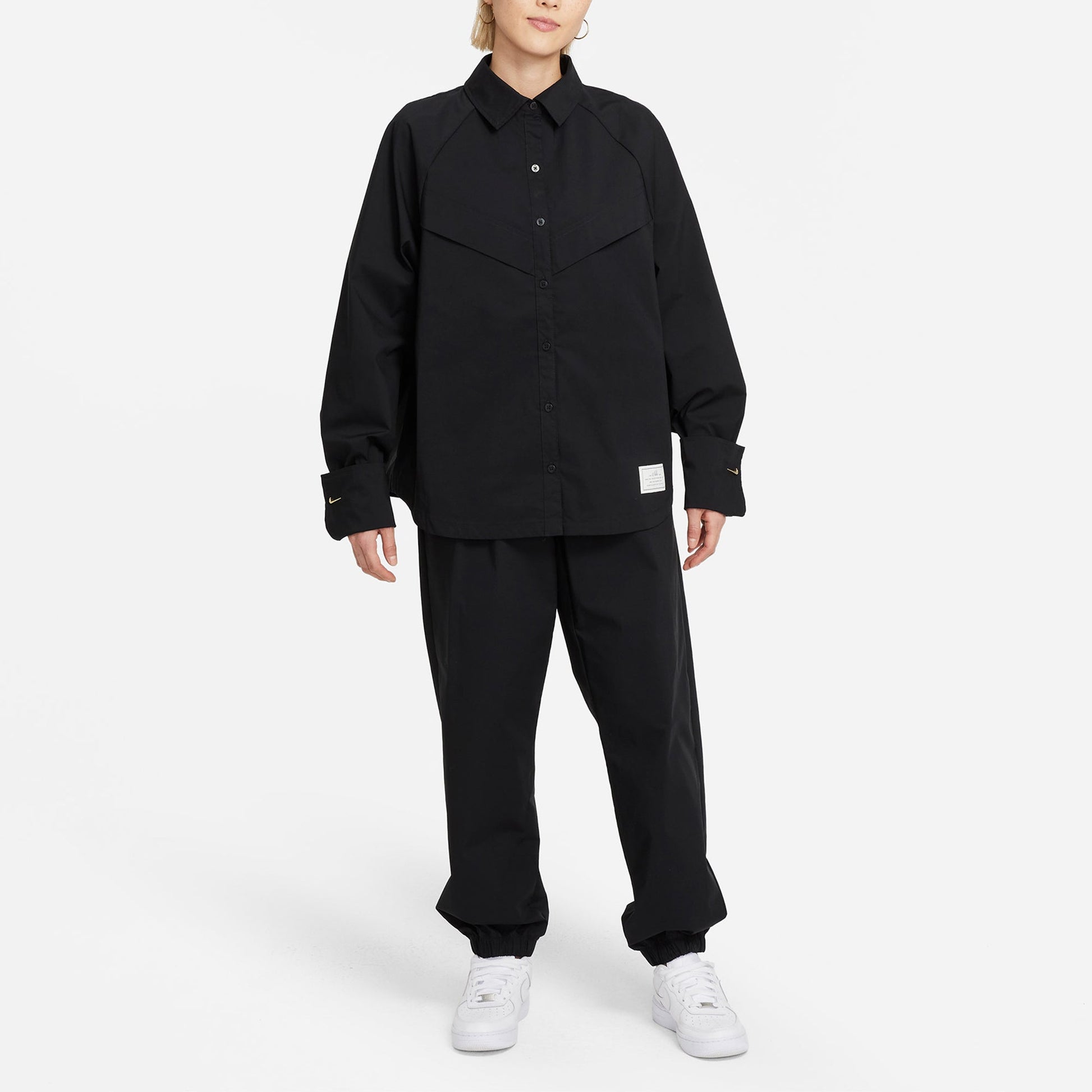 (WMNS) Nike Sportswear Icn Clsh Wvn Ls Top Long Sleeved Shirt Black DD5051-010