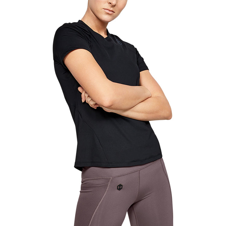 (WMNS) Under Armour Rush Training Sports Short Sleeve Black 1332468-001