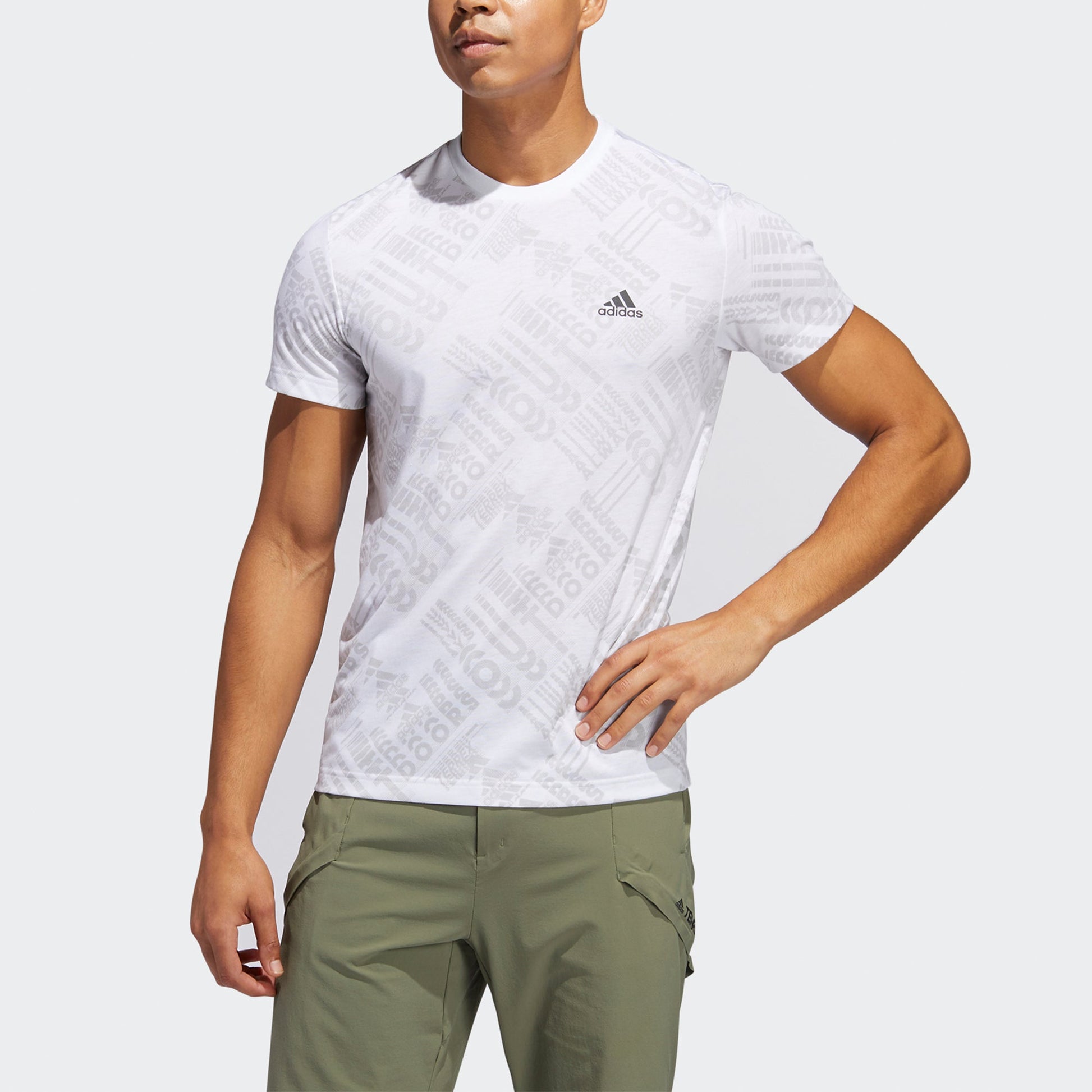 adidas Gfx Aop Tee Outdoor Sports Full Print Knit Short Sleeve White FT7987