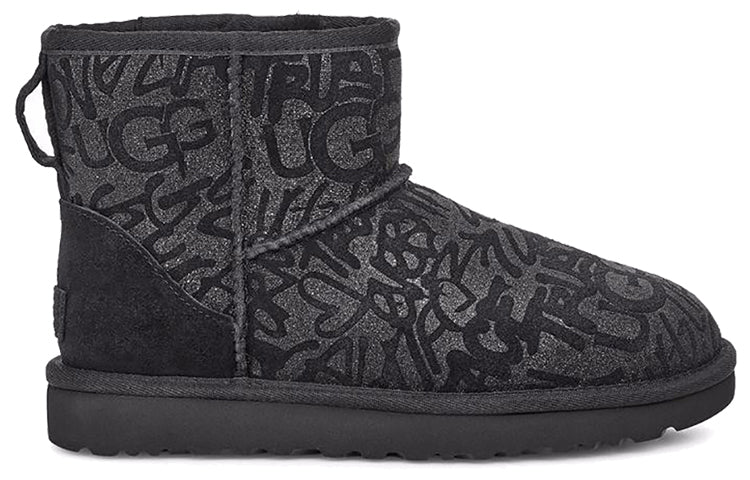 (WMNS) UGG Classic Mini Sparkle Graffiti 1107034-BLK