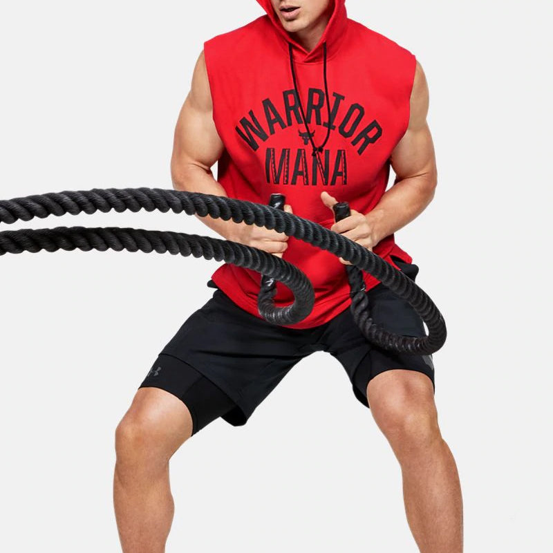 Men's Under Armour Project Rock Training Sports hooded Sleeveless Red 1352693-608