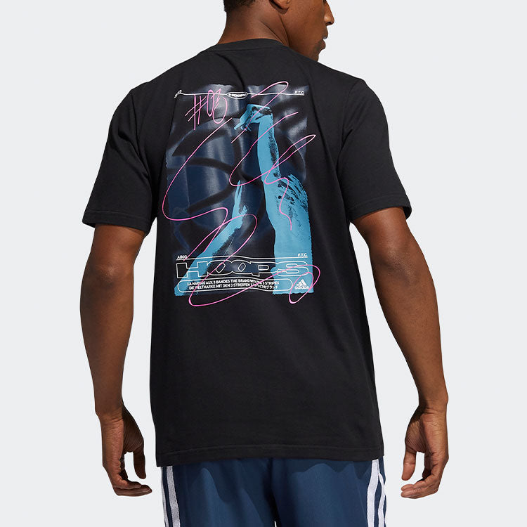 adidas Swish Tee Alphabet Printing Basketball Sports Short Sleeve Black GN5119