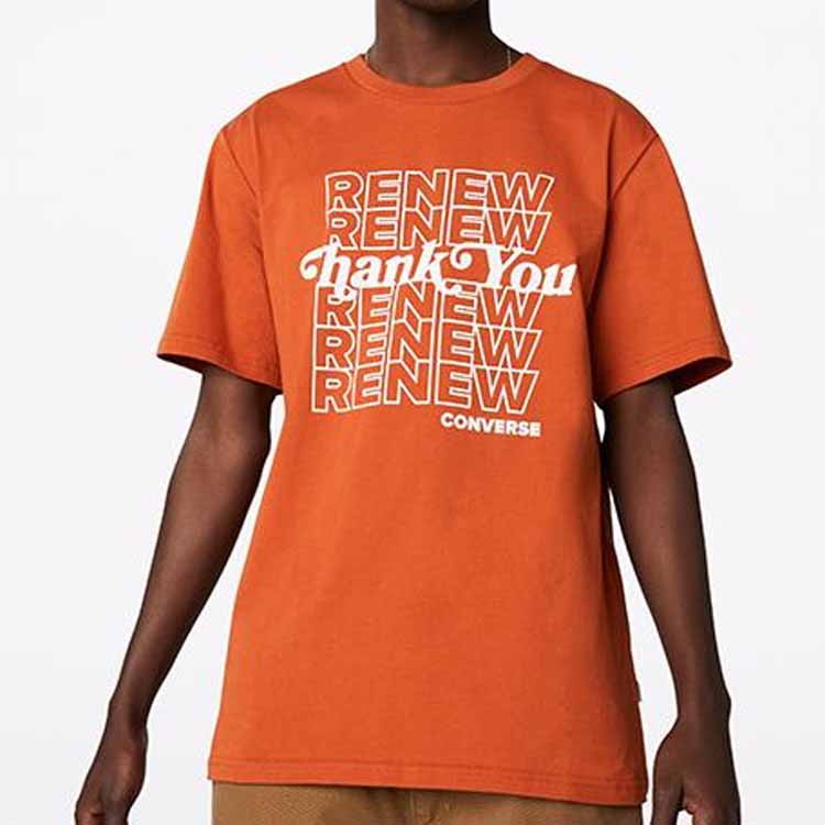 Men's Converse Renew Alphabet Printing Short Sleeve Orange 10019649-A03