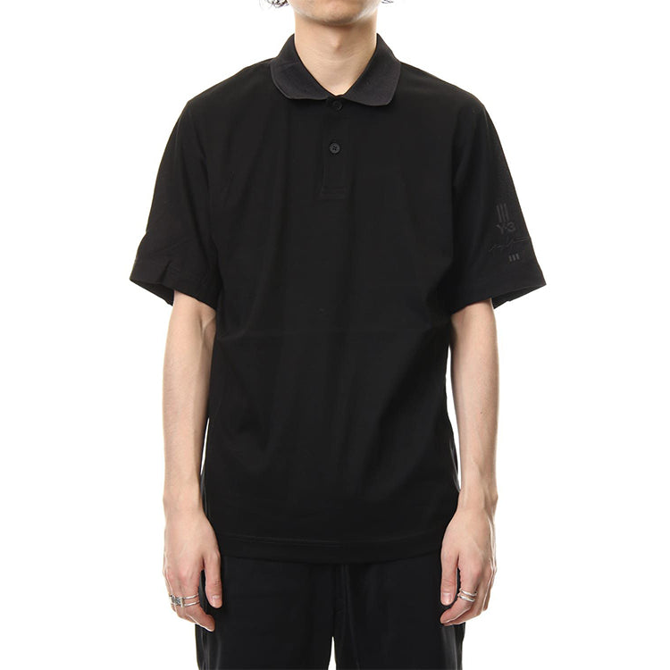Men's Y-3 Business Pure Cotton Short Sleeve Polo Shirt Black DY7300