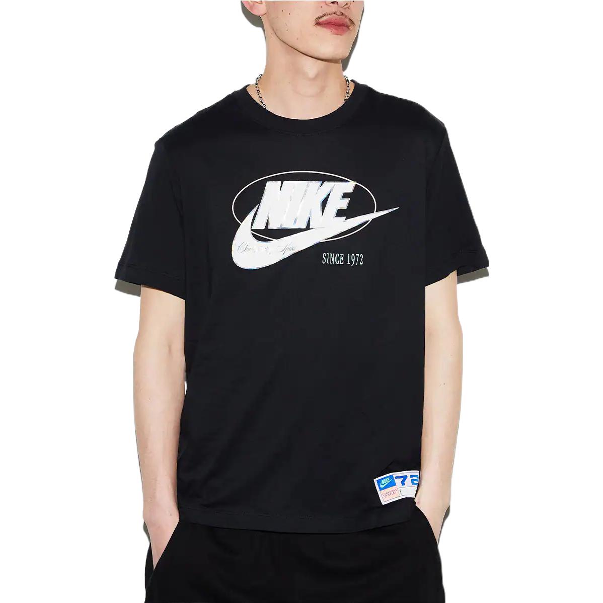 Men's Nike SS22 Logo Alphabet Printing Round Neck Short Sleeve Black T-Shirt DR8031-010
