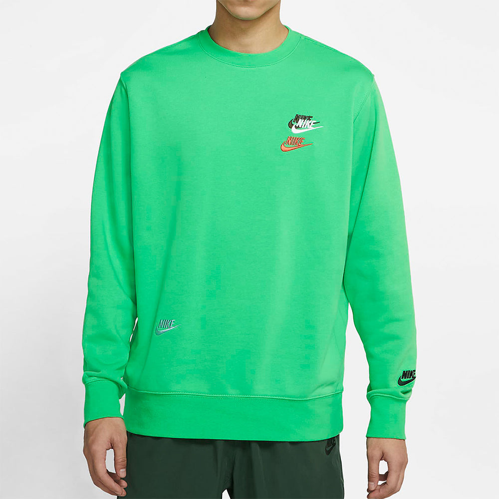 Men's Nike Contrasting Colors Logo Casual Sports Round Neck Embroidered Pullover Green DJ6915-362