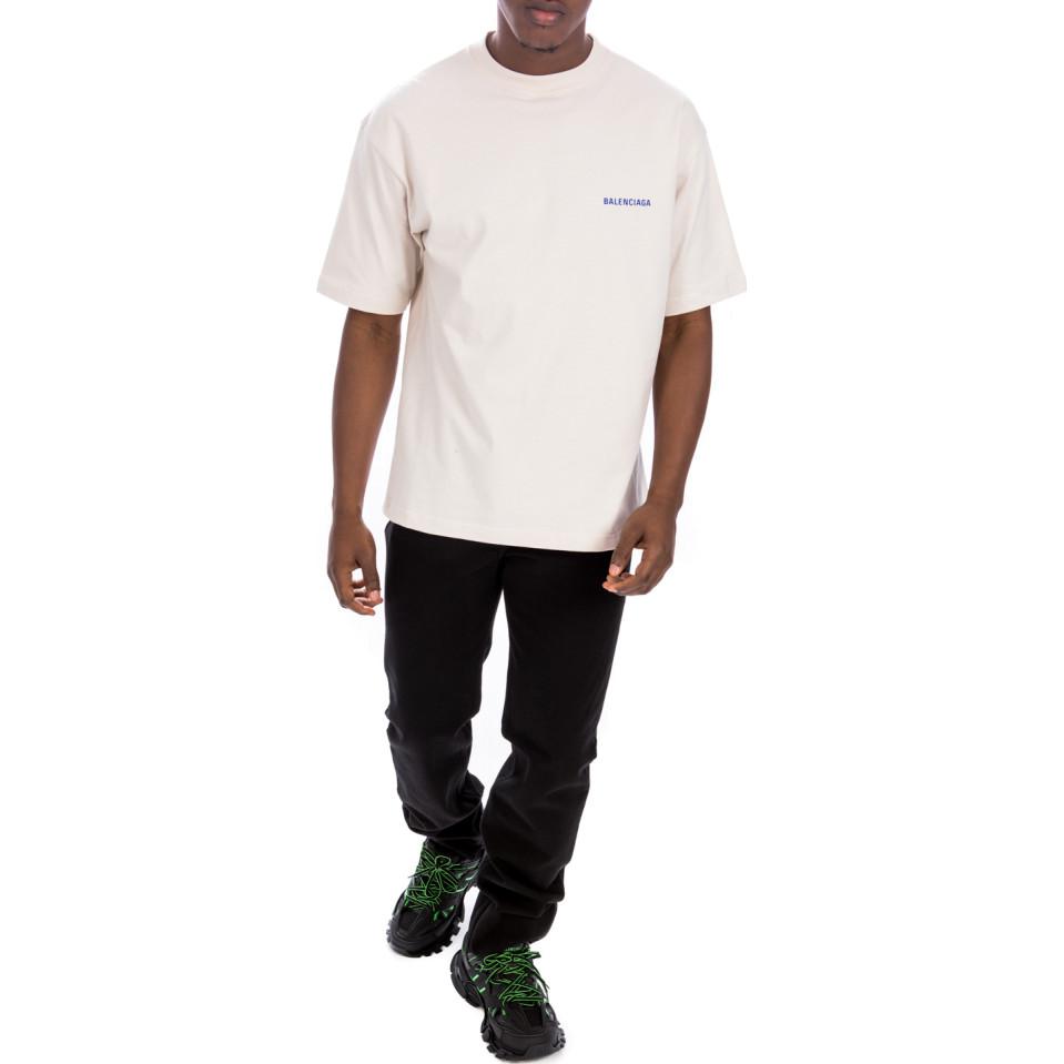 Balenciaga go Luxury Crew Neck Unisex Cotton Short Sleeves White 612966TIVG59055