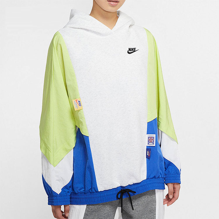 (WMNS) Nike Icon Clash Pullover Hoodie 'White Green Blue' DB3847-051