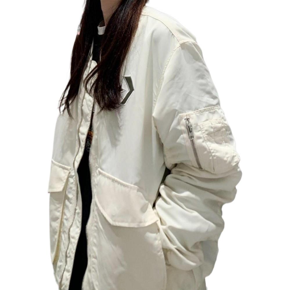 Converse SS22 Logo Loose Sports Retro aviator Jacket Couple Style White 10024169-A01
