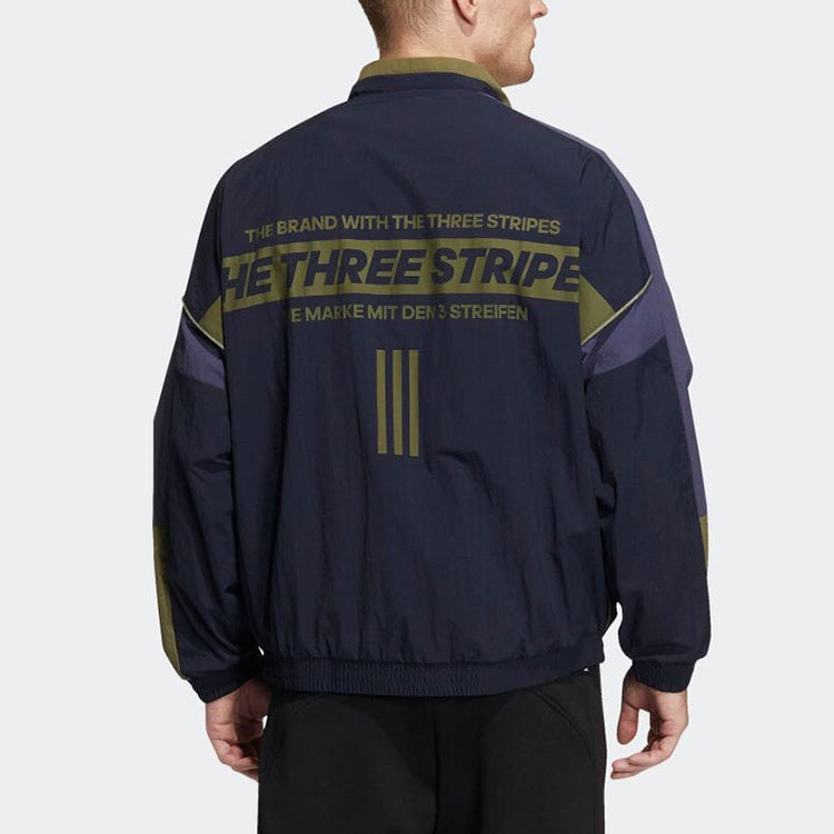 adidas Contrast Color Stitching Long Sleeves Sports Jacket Men's Legend Dark  HD0071