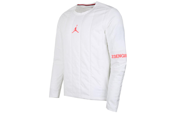 Air Jordan 23 Engineered Quilted Round Neck Pullover logo Sports Long Sleeves White AJ1055-100